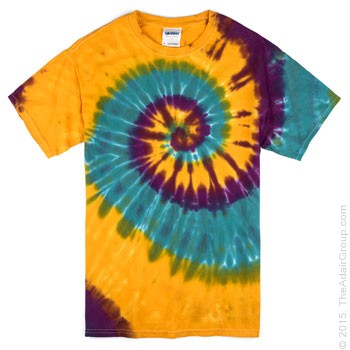 Mardi Gras Spiral Adult Tie Dye T-Shirt | The Adair Group