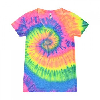 Neon Rainbow|Ladies V-Neck Tee